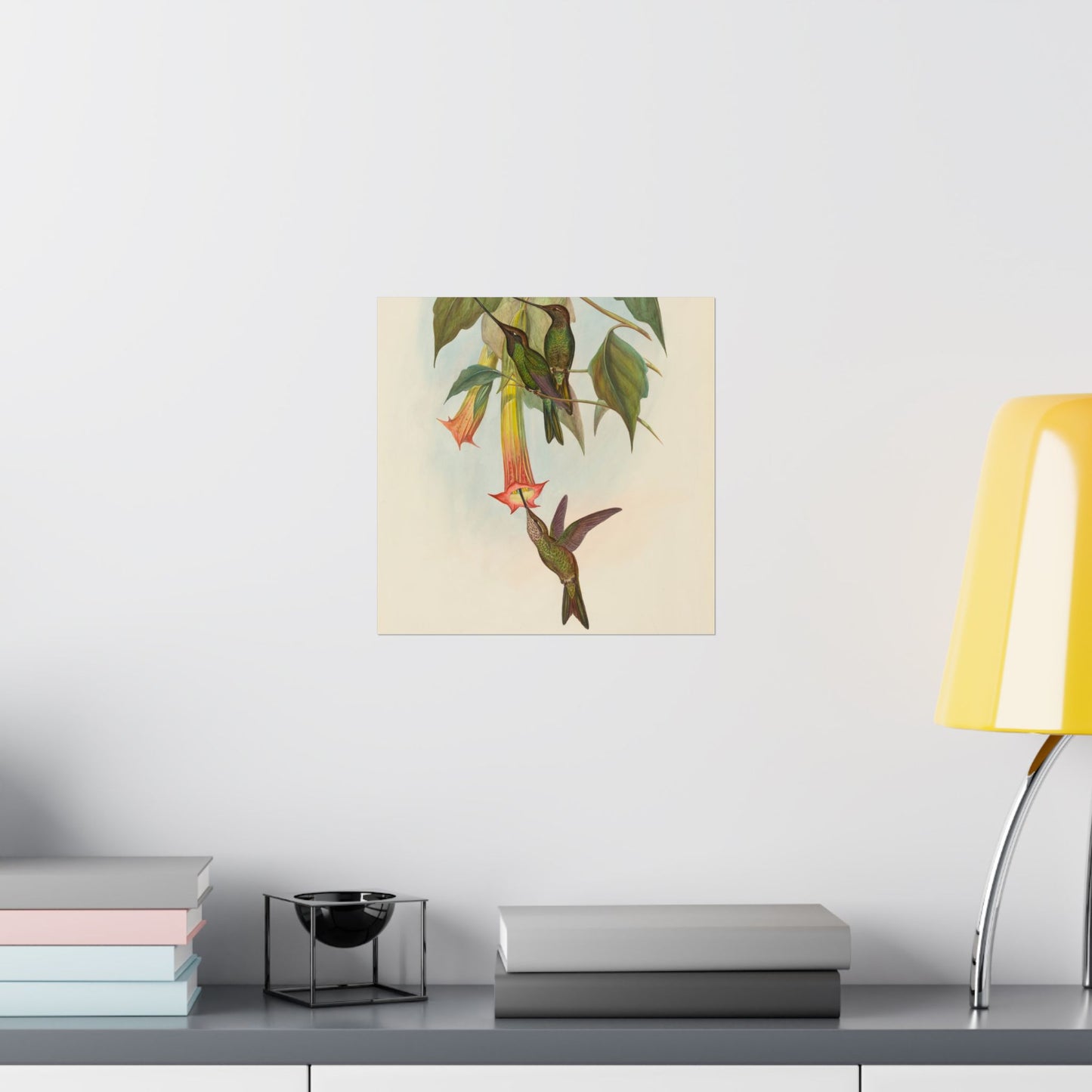 Hummingbird Botanical Art Print - Matte Vertical Poster - Nature Inspired Wall Art - Vintage Bird Watcher Art