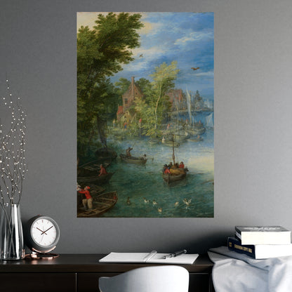 River Landscape Scene - Dutch Golden Age - Vintage Fine Art Print