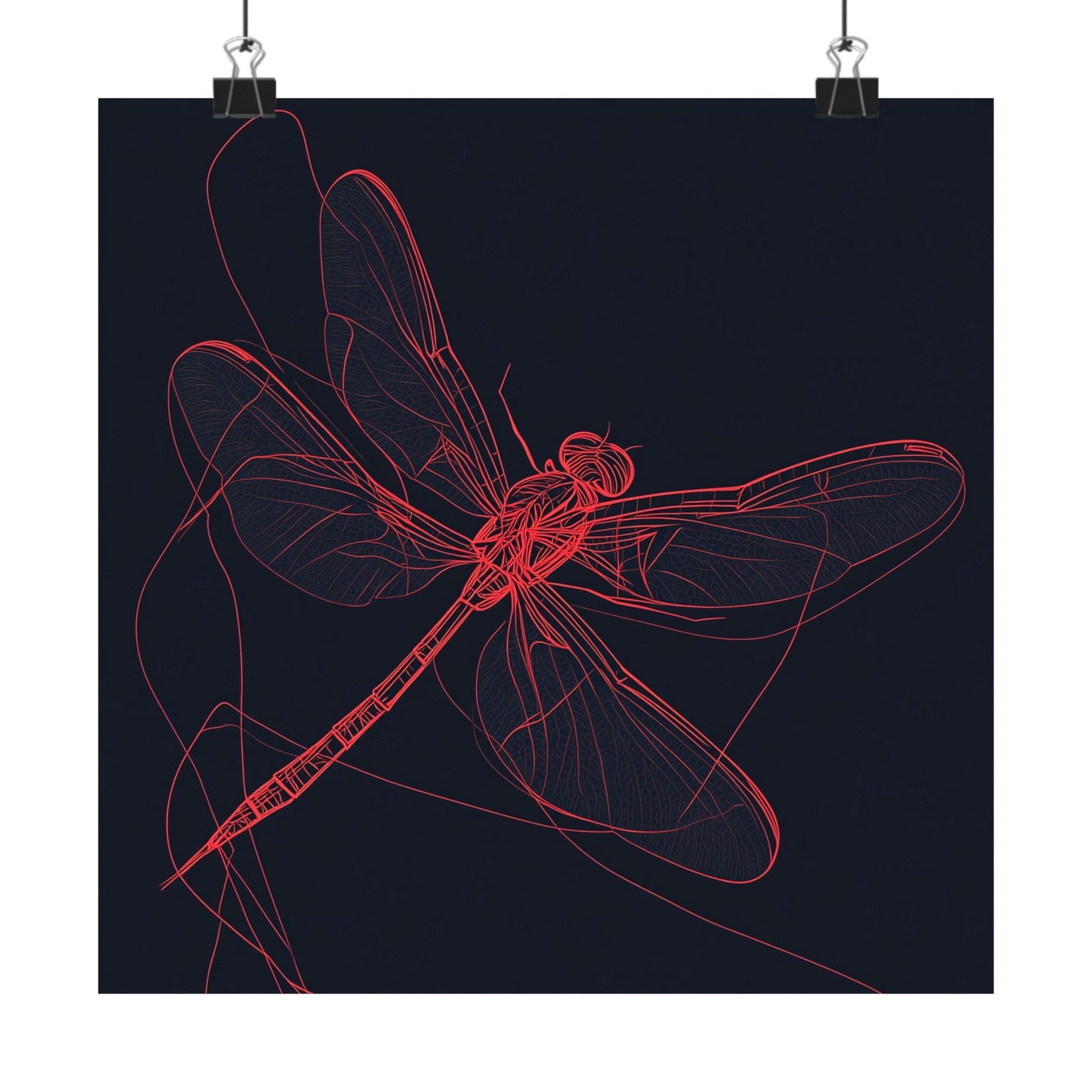 Red Dragonfly Fine Art Print -  Matte Poster – Modern Wall Art for Nature Lovers - Minimalist