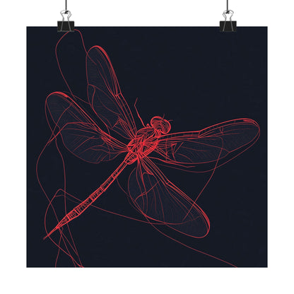 Red Dragonfly Fine Art Print -  Matte Poster – Modern Wall Art for Nature Lovers - Minimalist