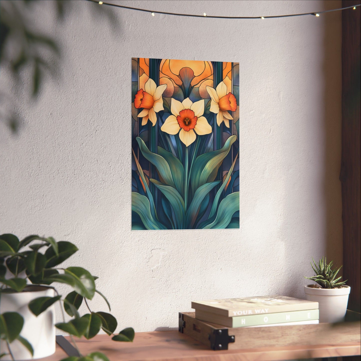 Elegant Daffodil Floral Fine Art Print - Matte Vertical Poster - Daffodil Art Print for Home Décor