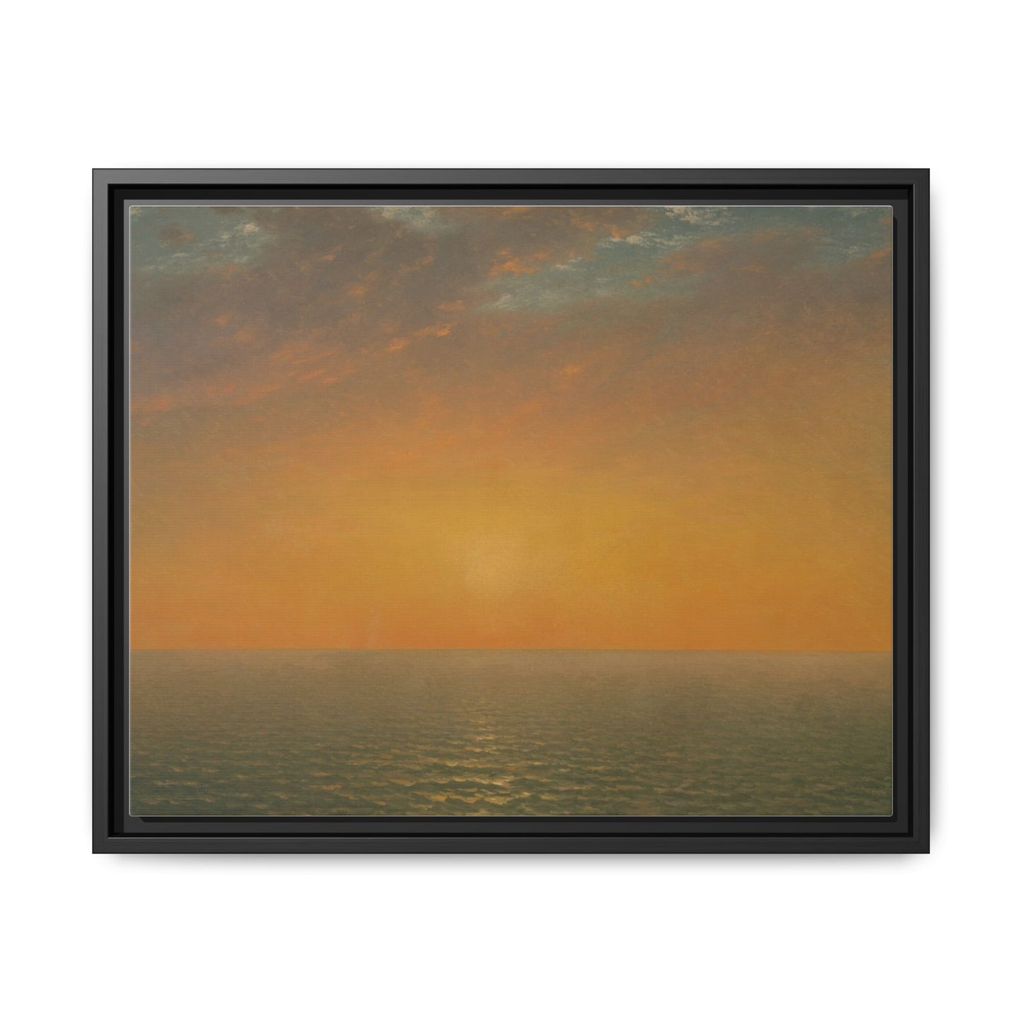 John Frederick Kensett : Sunset on the Sea (1872) - Museum Collection - Framed Canvas Print