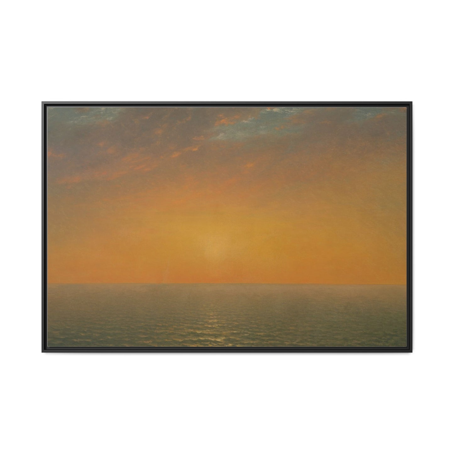 John Frederick Kensett : Sunset on the Sea (1872) - Museum Collection - Framed Canvas Print