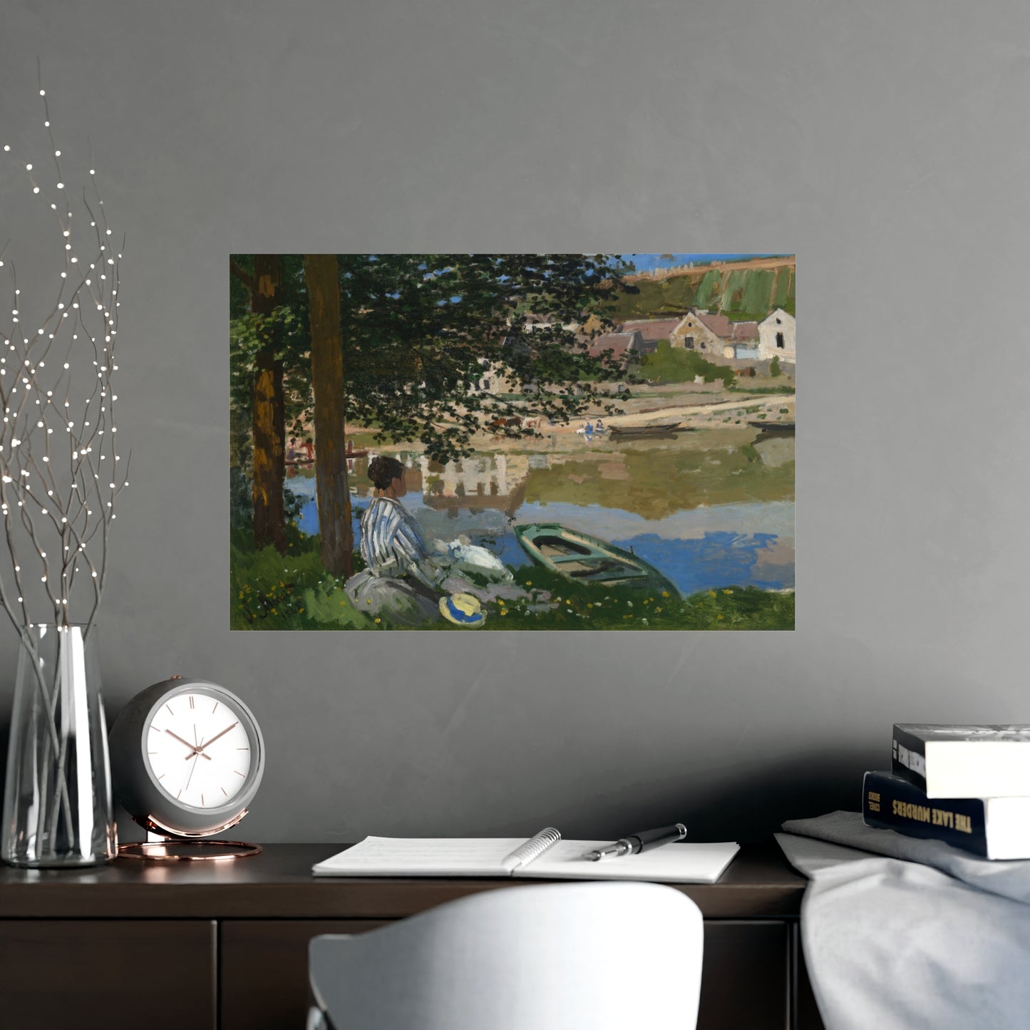 On the Bank of the Seine at Bennecourt - Monet Fine Art Poster