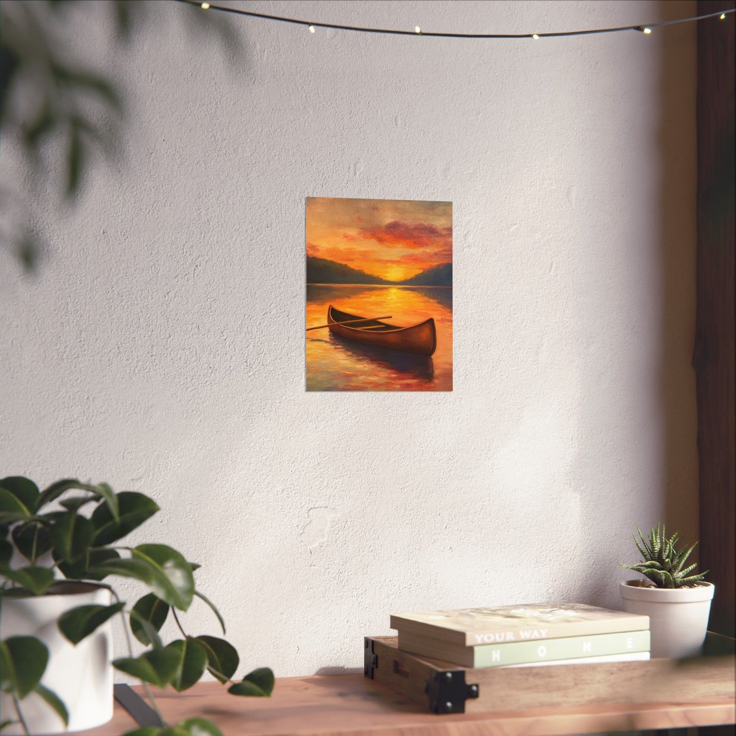 Summer Sunset Canoe on Lake Fine Art Print