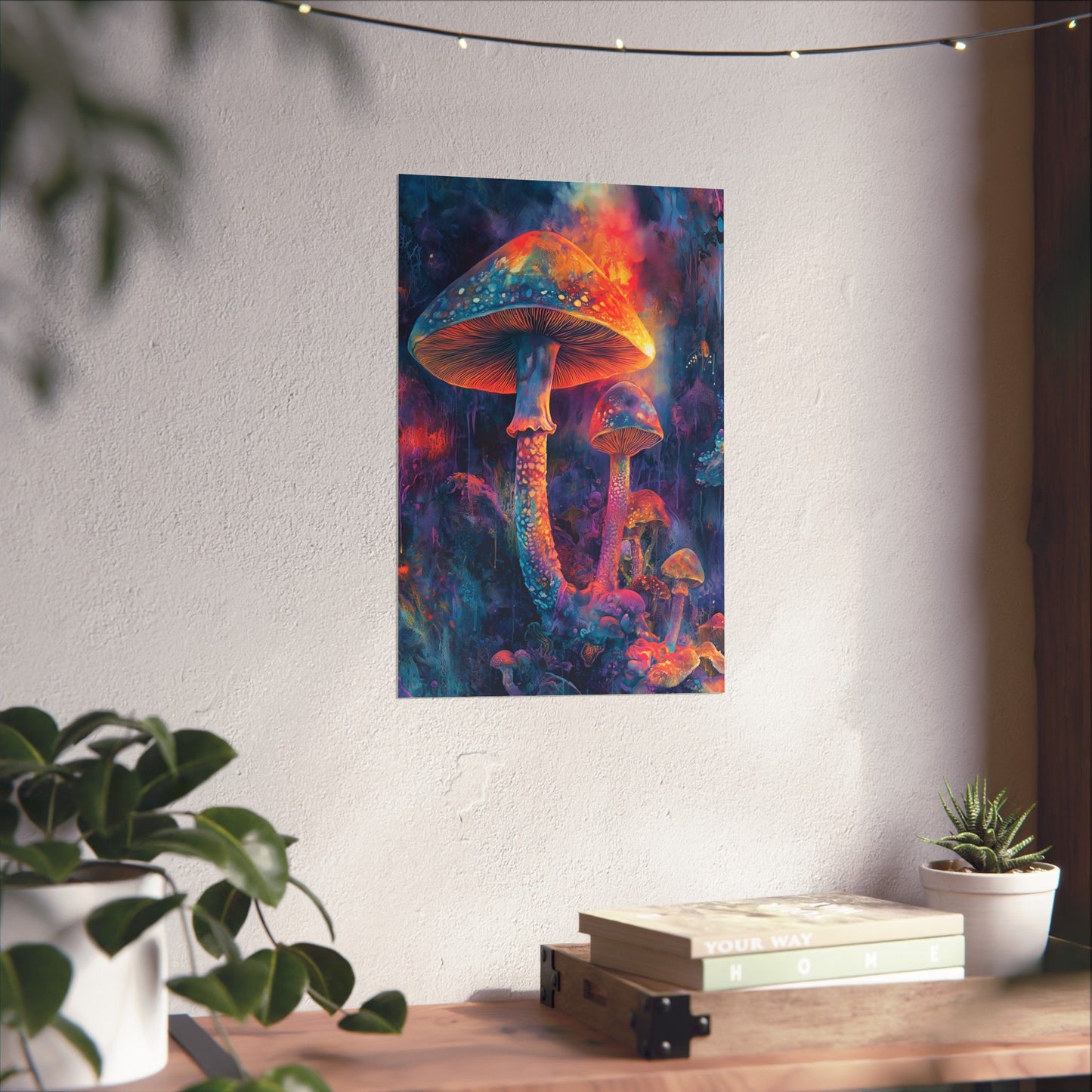 Trippy Mushrooms Poster - Psychedelic Wall Art - Vibrant Fine Art Print - Bedroom Posters - Home Décor