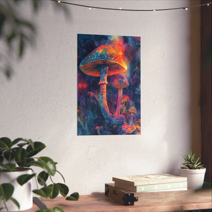 Trippy Mushrooms Poster - Psychedelic Wall Art - Vibrant Fine Art Print - Bedroom Posters - Home Décor
