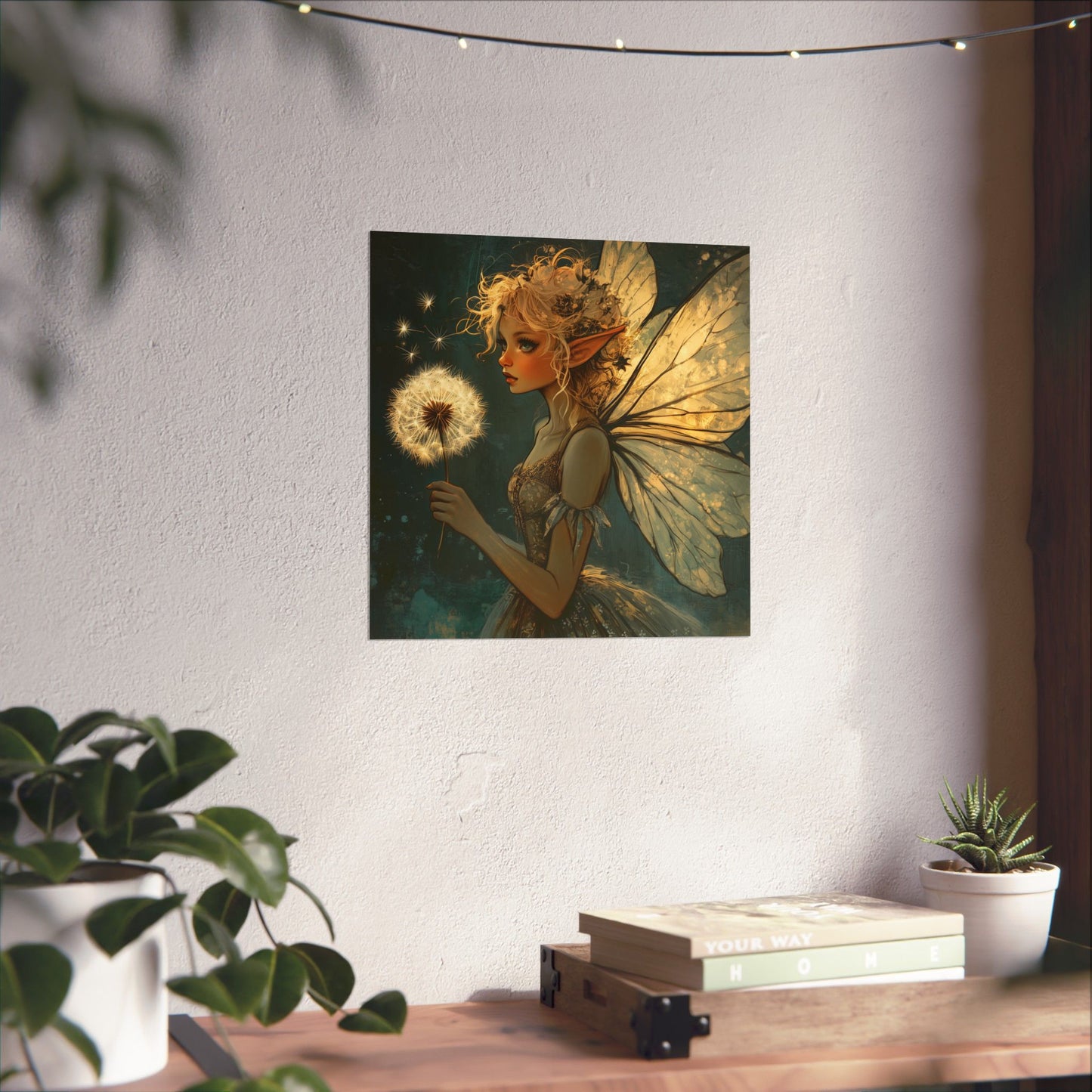 Best Wishes For You - Fairy with Dandelion - Flowers & Fairies Series - Enchanting Wall Art - Vertical Poster - Whimsical Wall Art for Dreamers