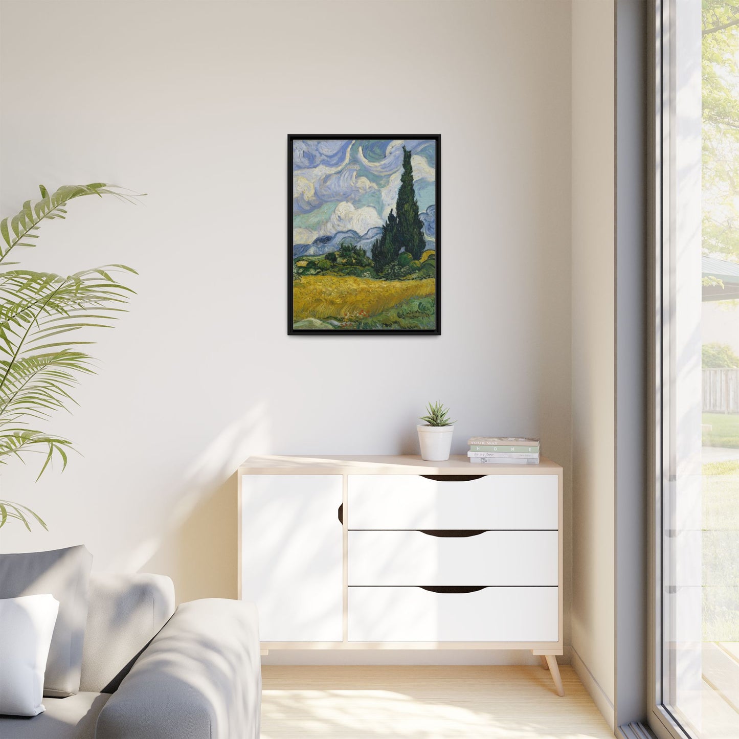 Van Gogh - Wheat Field with Cypresses - Museum Collection - Framed Canvas Print