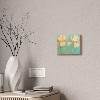 Iris Flowers on Turquois - Stretched Canvas