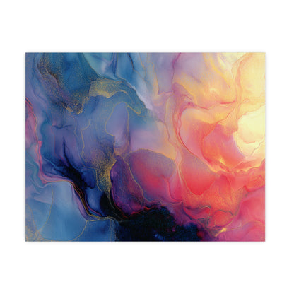 Muse (Style A) - Modern Abstract Fluid Art - Blue/Pink with Gold Highlights - Giclee Fine Art Print