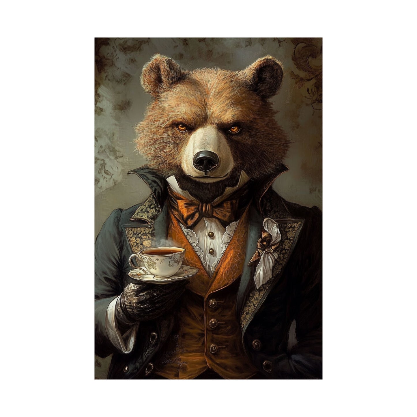 Well, Excuse Me - The Gentleman - Bear Portrait - Whimsical Animals - Poster - Unique Wall Art