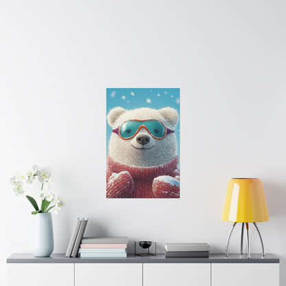 Chill Polar Bear Winter Poster - Cozy & Joyful -  Wall Art & Home Décor