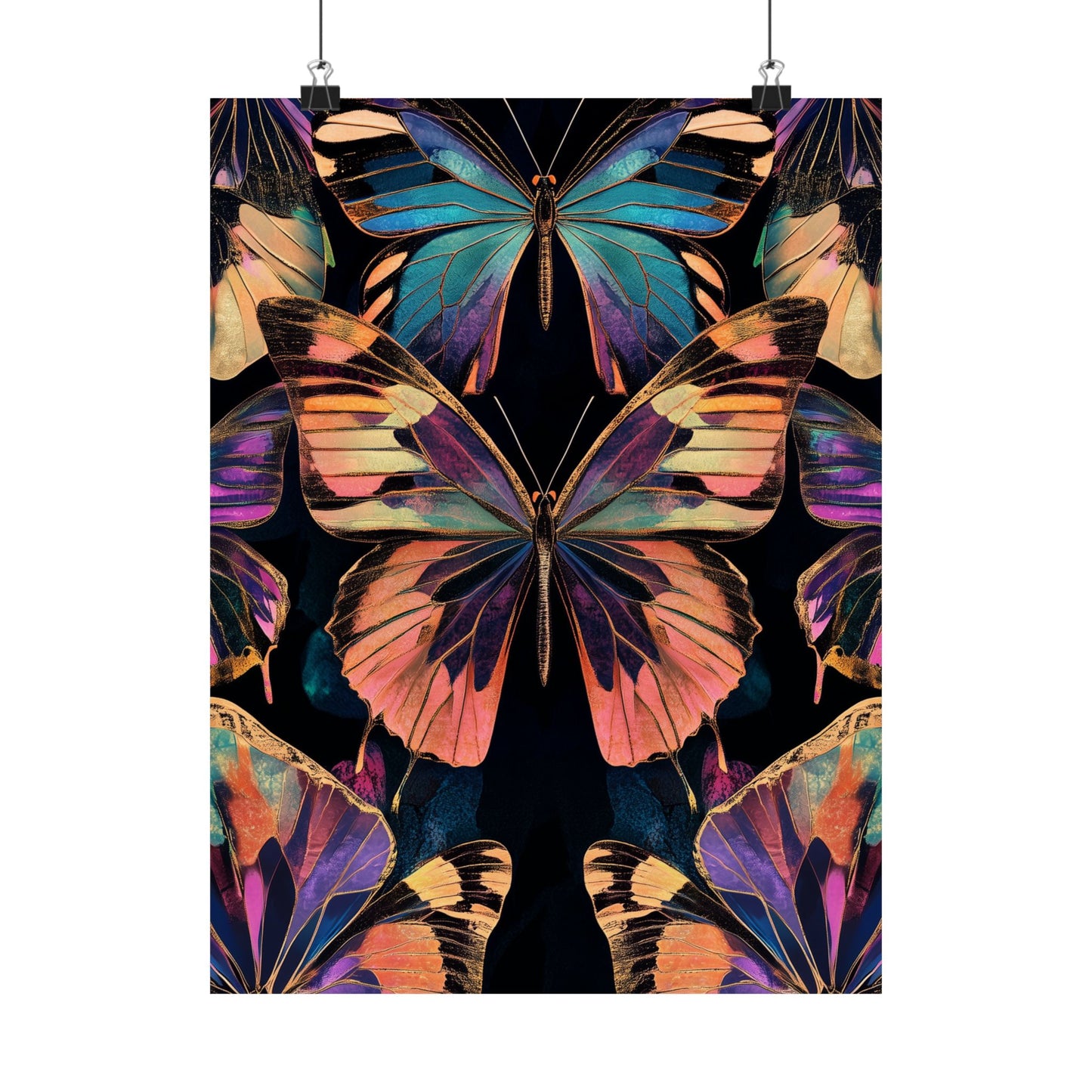 Vibrant Boho Butterflies Fine Art Pint - Matte Poster - Colorful Wall Art for Nature Lovers