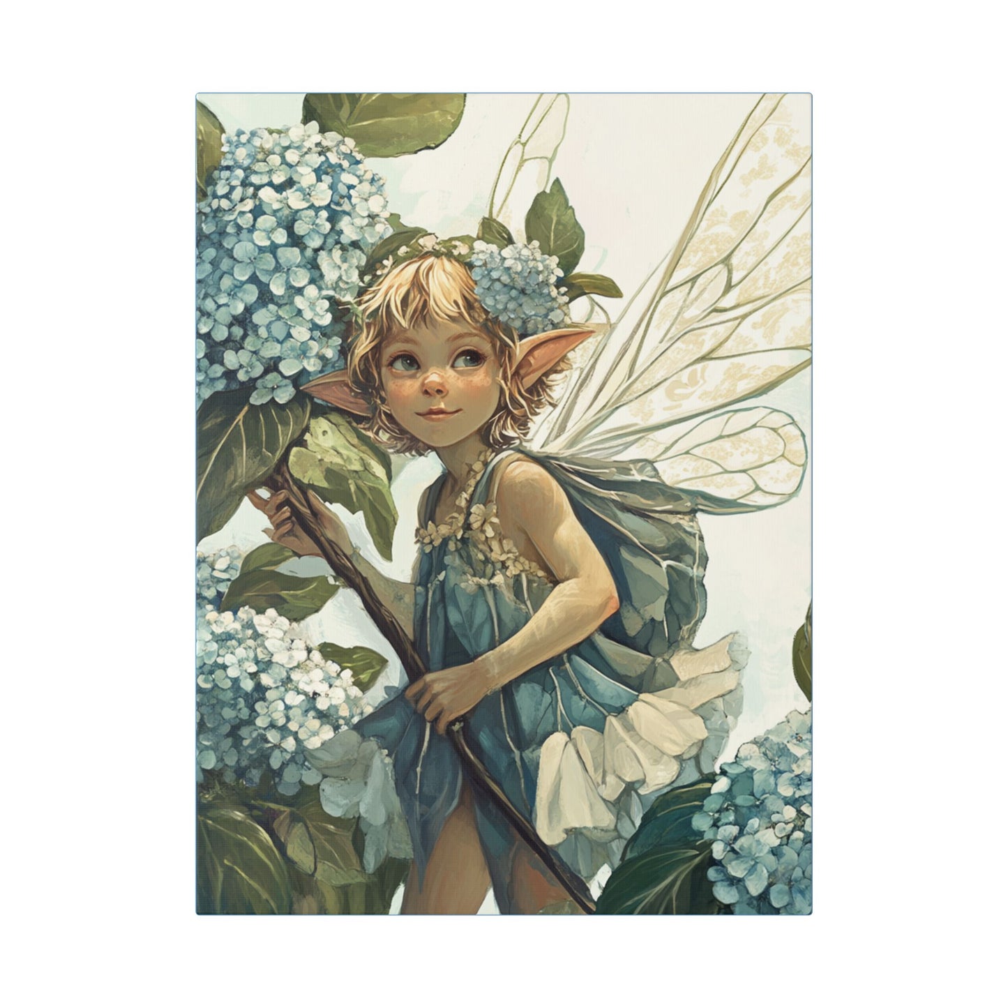 Blue Hydrangea - Flowers & Fairies Collection - Fine Art Print on Canvas