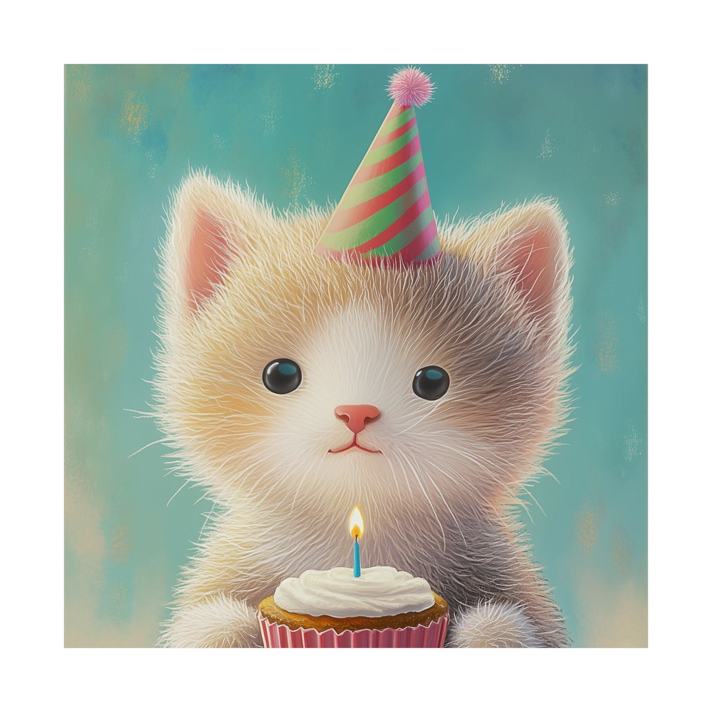 Cute Kitten Birthday Poster - Cat Café - Whimsical Animals - Adorable Kitten Wall Art