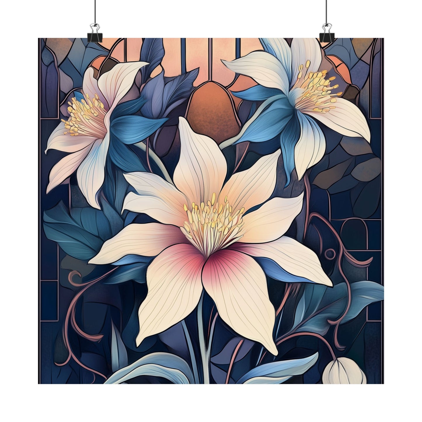 Sunlit Blossoms Fine Art Print - Floral Matte Vertical Posters - Elegant Home Décor