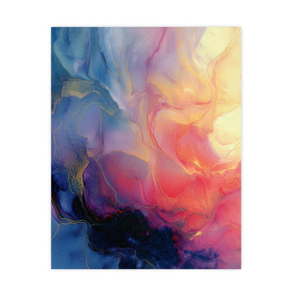 Muse (Style A) - Modern Abstract Fluid Art - Blue/Pink with Gold Highlights - Giclee Fine Art Print