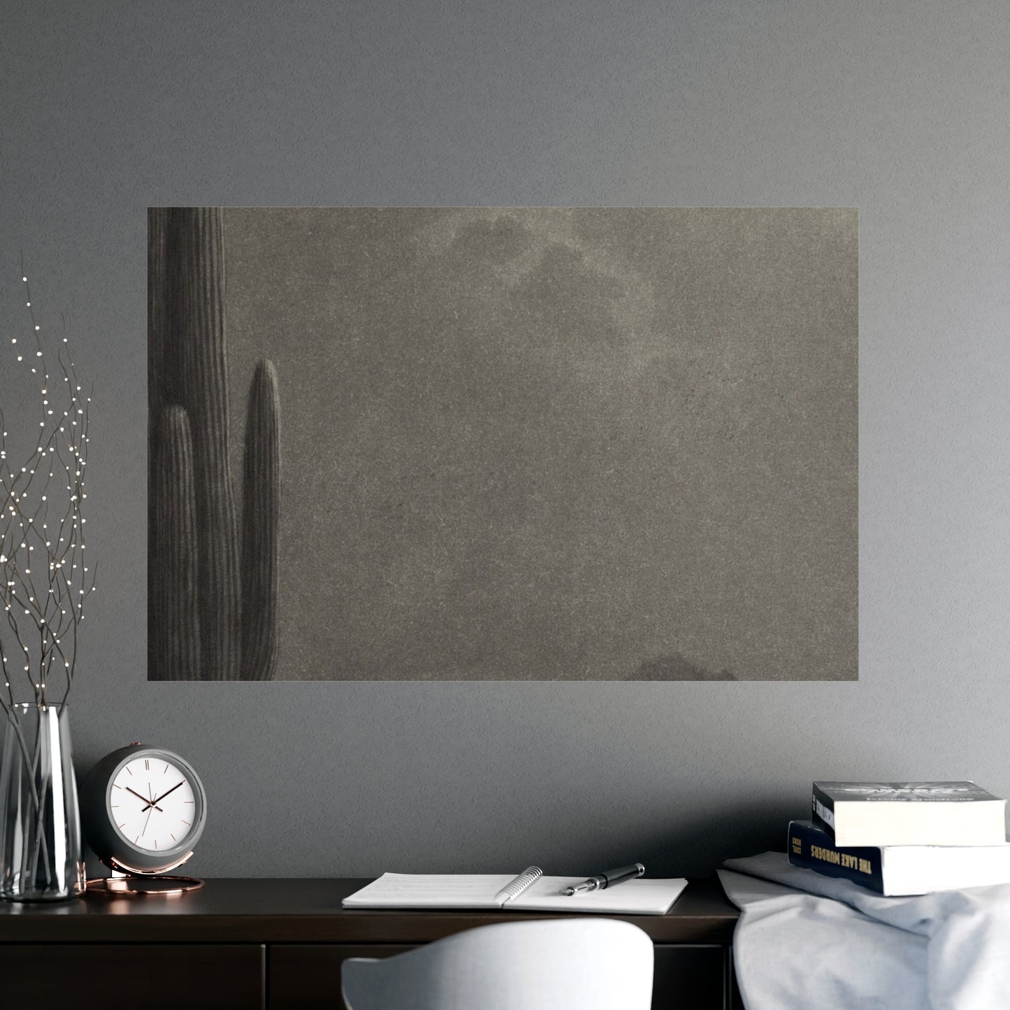 New Moon and Evening Star over Cactus- Celestial Fine Art Poster