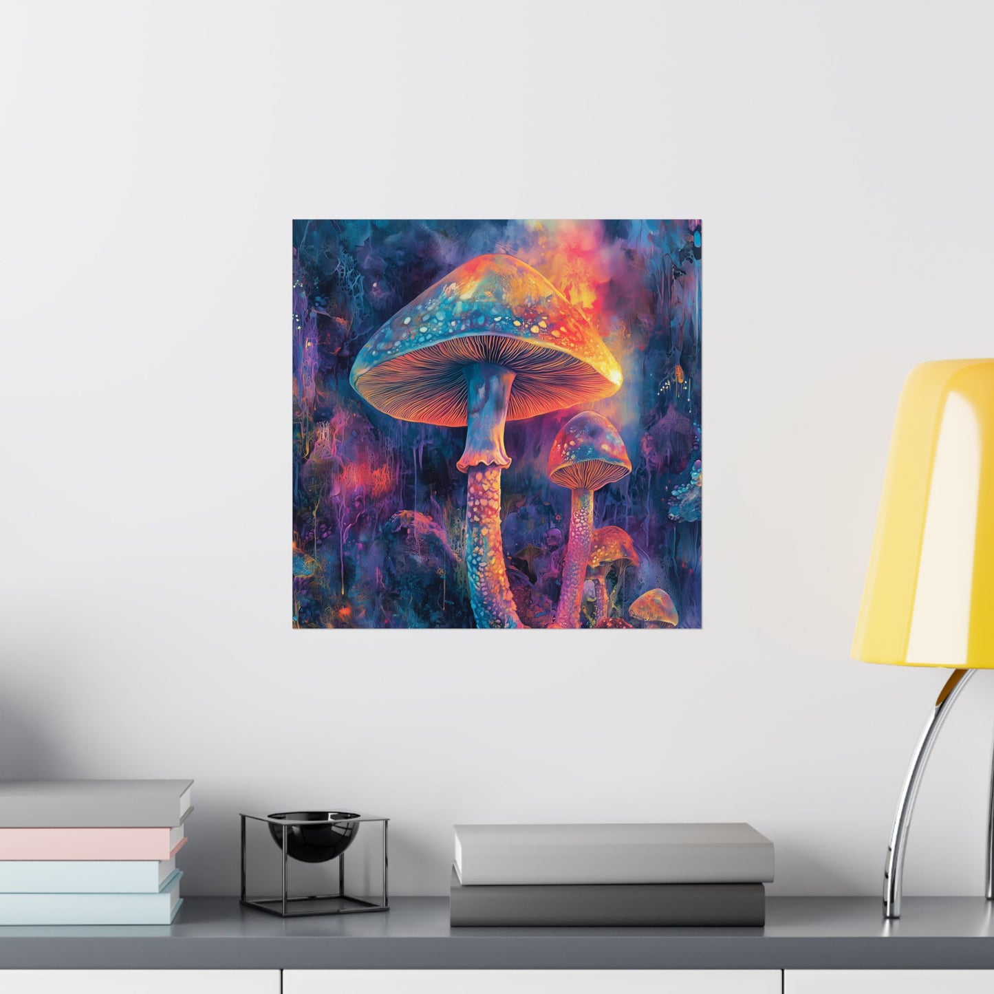 Trippy Mushrooms Poster - Psychedelic Wall Art - Vibrant Fine Art Print - Bedroom Posters - Home Décor