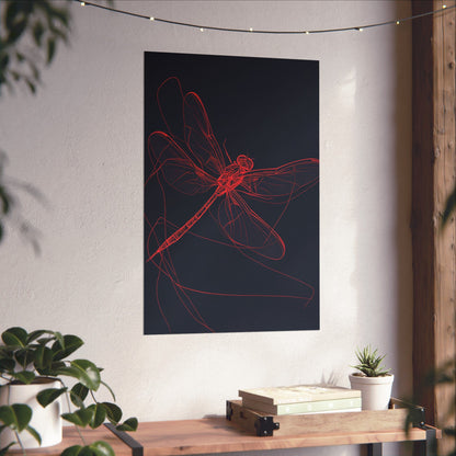 Red Dragonfly Fine Art Print -  Matte Poster – Modern Wall Art for Nature Lovers - Minimalist