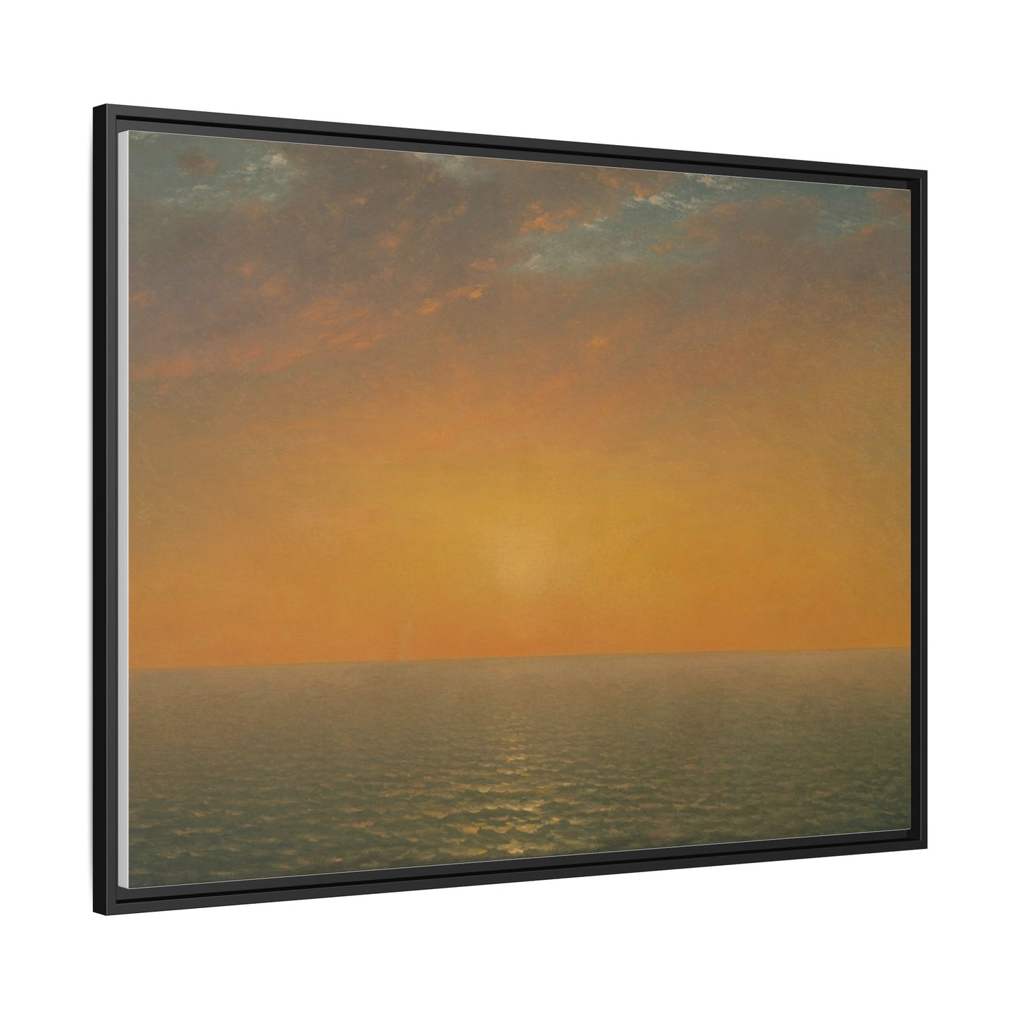 John Frederick Kensett : Sunset on the Sea (1872) - Museum Collection - Framed Canvas Print