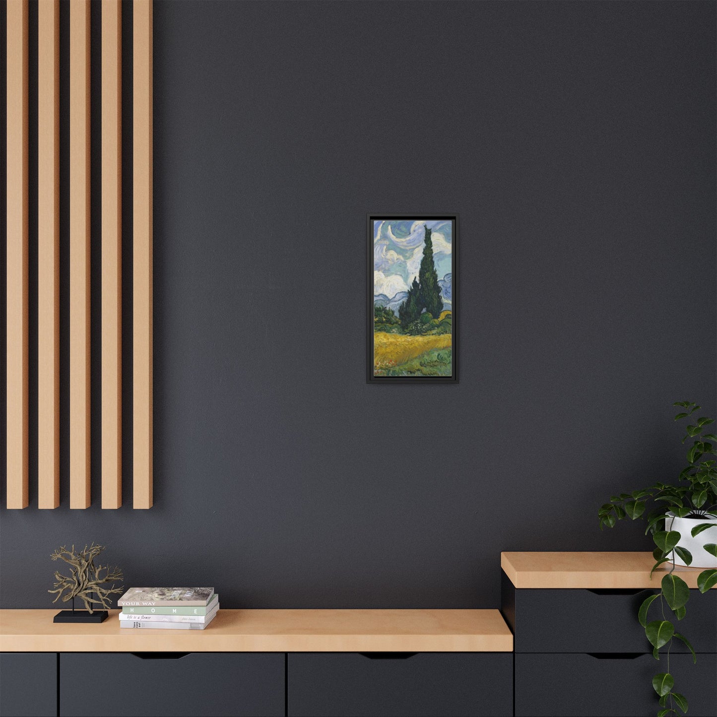 Van Gogh - Wheat Field with Cypresses - Museum Collection - Framed Canvas Print