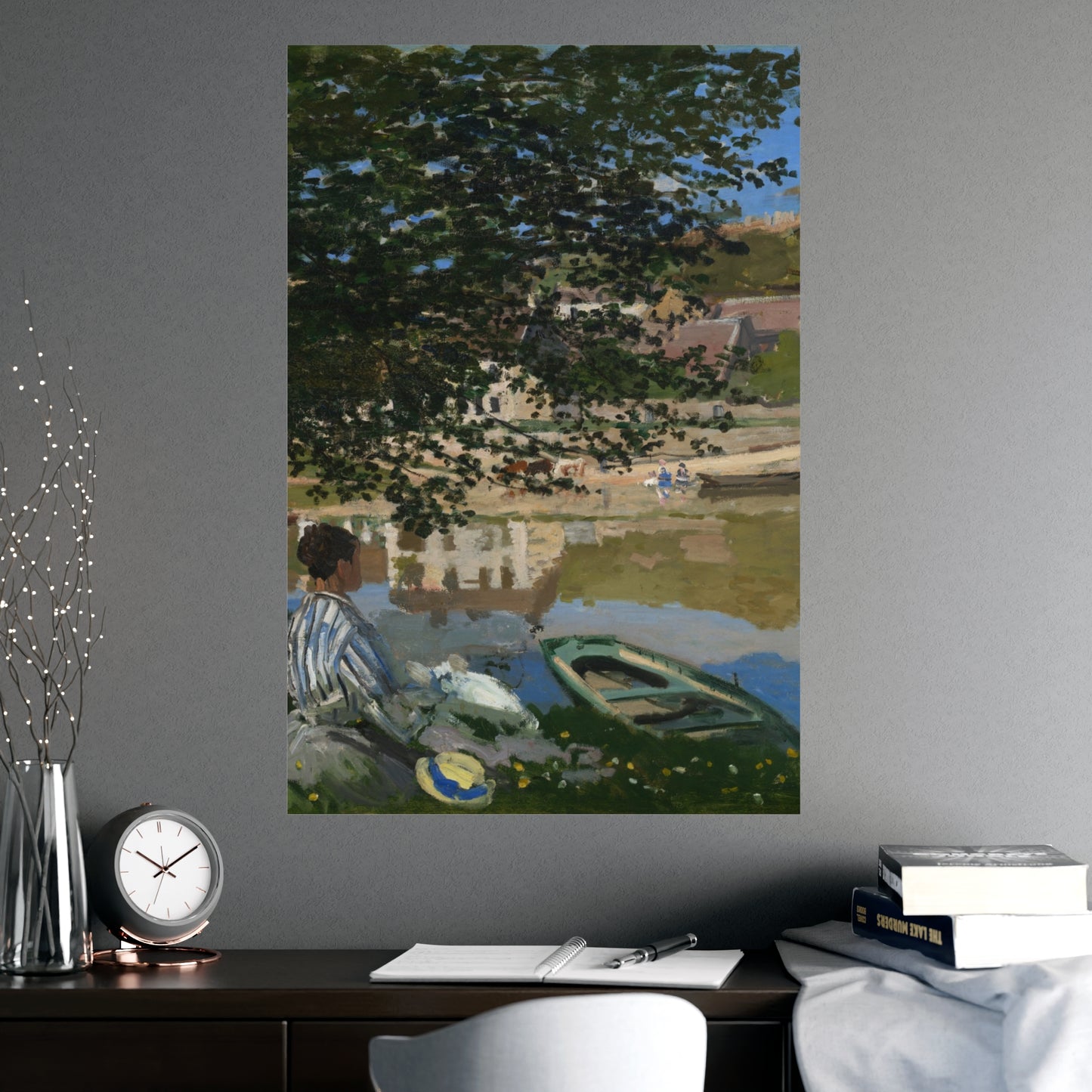 On the Bank of the Seine at Bennecourt - Monet Fine Art Poster