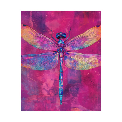 Magenta Dragonfly Watercolor Art Print - Matte Vertical Posters