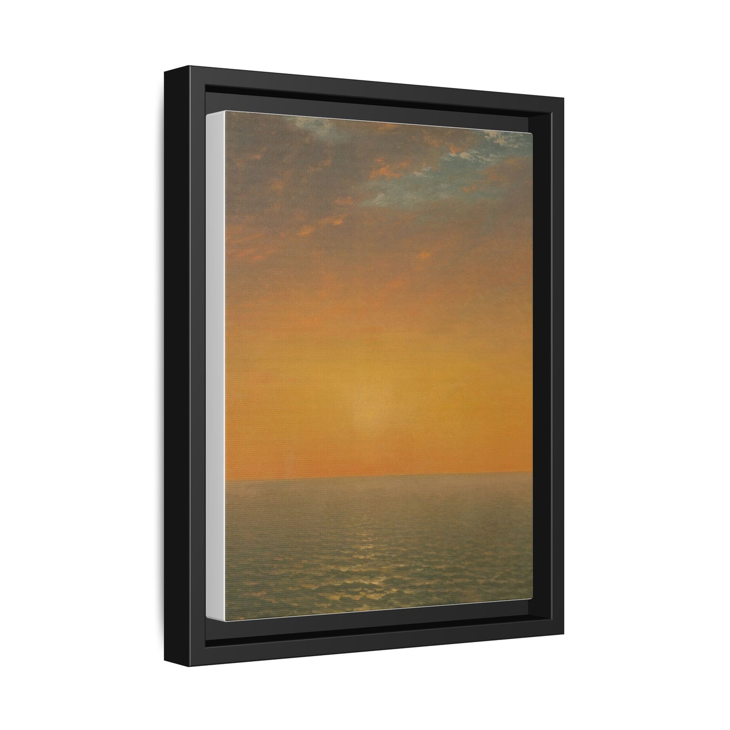 John Frederick Kensett : Sunset on the Sea (1872) - Museum Collection - Framed Canvas Print