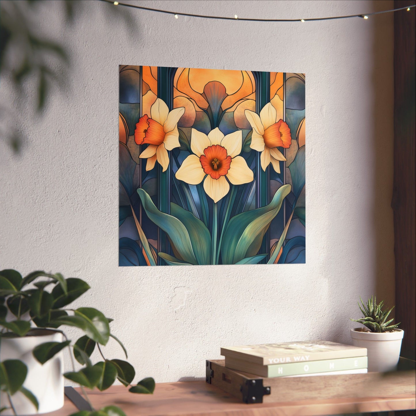 Elegant Daffodil Floral Fine Art Print - Matte Vertical Poster - Daffodil Art Print for Home Décor
