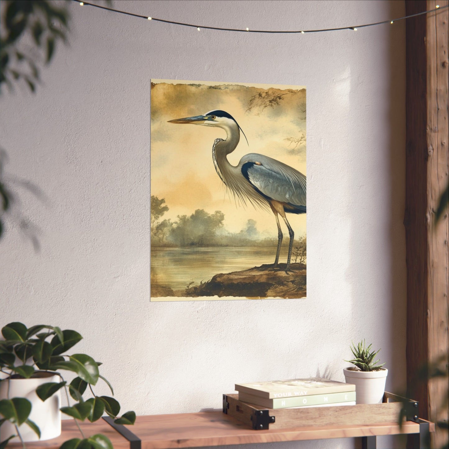 Elegant Blue Heron Coastal Fine Art Print