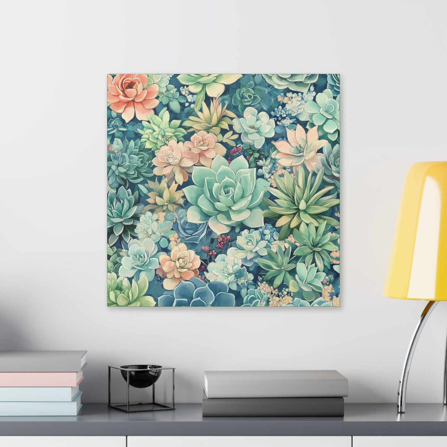 Succulents in Pastel - Secret Garden Collection - Fine Art Print on Canvas