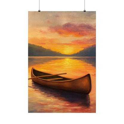 Summer Sunset Canoe on Lake Fine Art Print