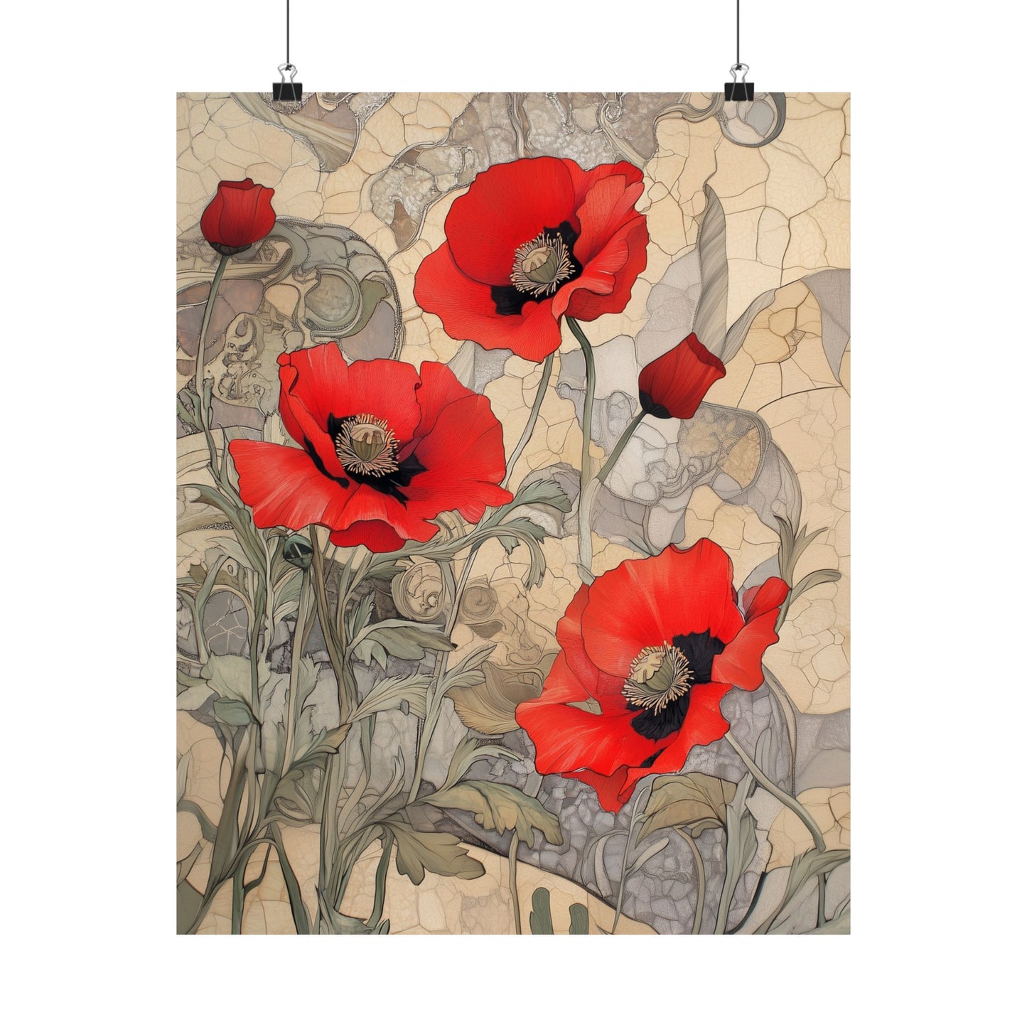 Pretty Poppy Fine Art Print - Floral Matte Vertical Poster – Artwork for Home Décor