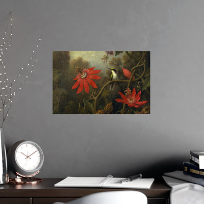 Hummingbird in Lush Tropical Landscape - Museum Collection - Fine Art Poster