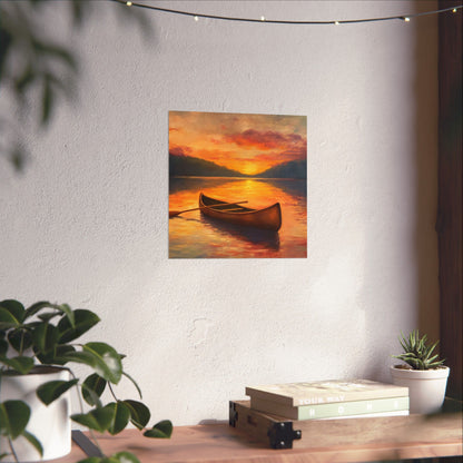 Summer Sunset Canoe on Lake Fine Art Print