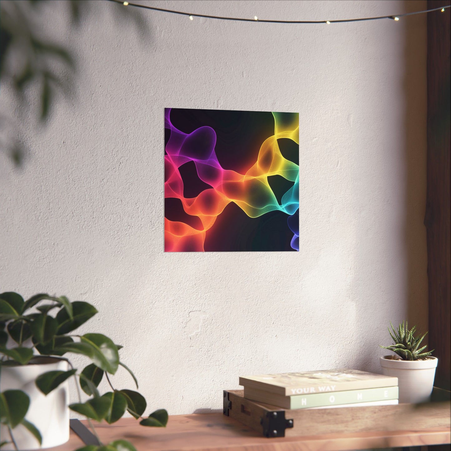 Vibrant Spectrum Abstract Poster - Colorful Wavelengths Energetic Art Print - Black Light Art - Spectrum of Light Wall Art