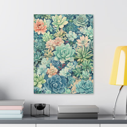 Succulents in Pastel - Secret Garden Collection - Fine Art Print on Canvas