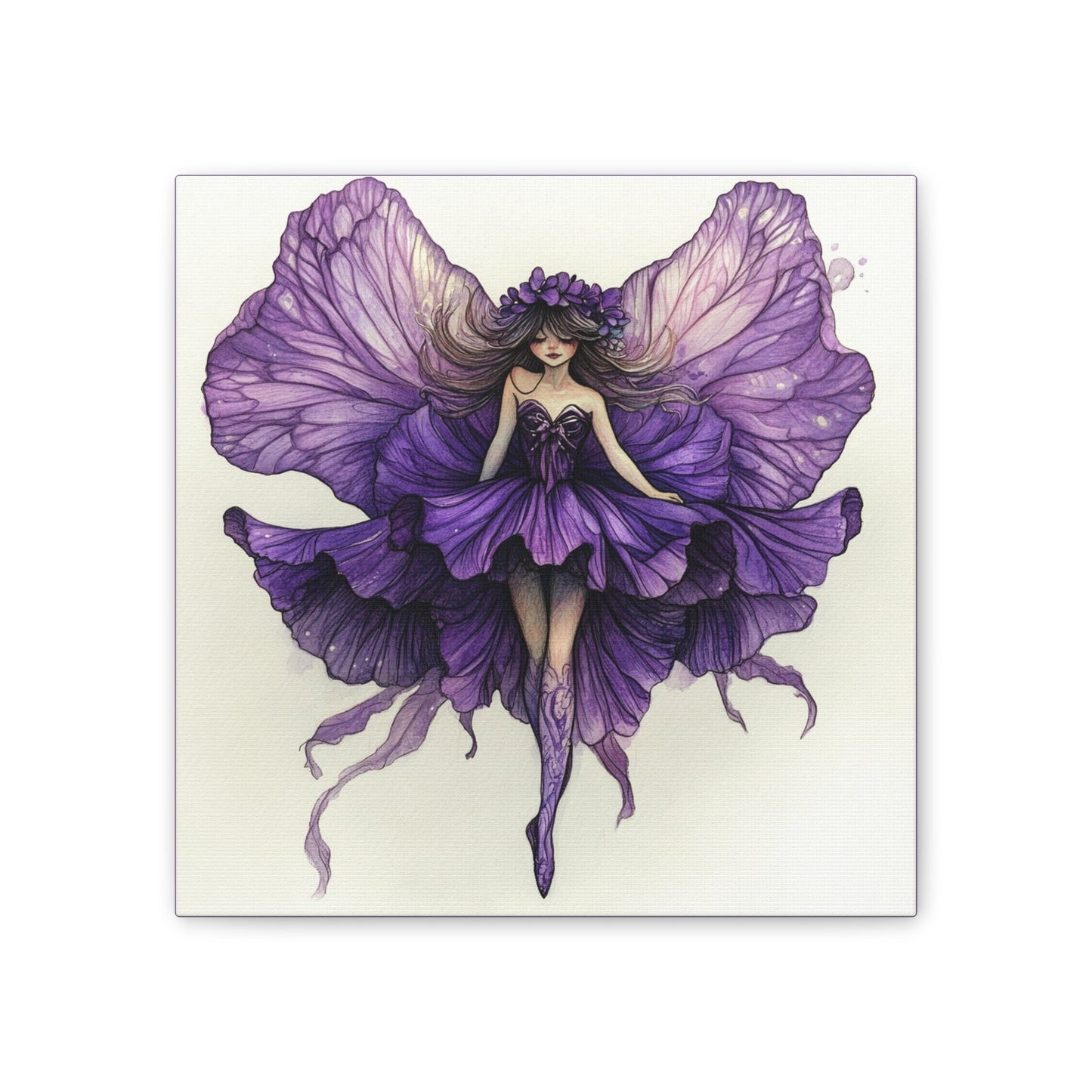 A Violet Affair - Fairies & Flowers Collection - Wall Art - on Canvas