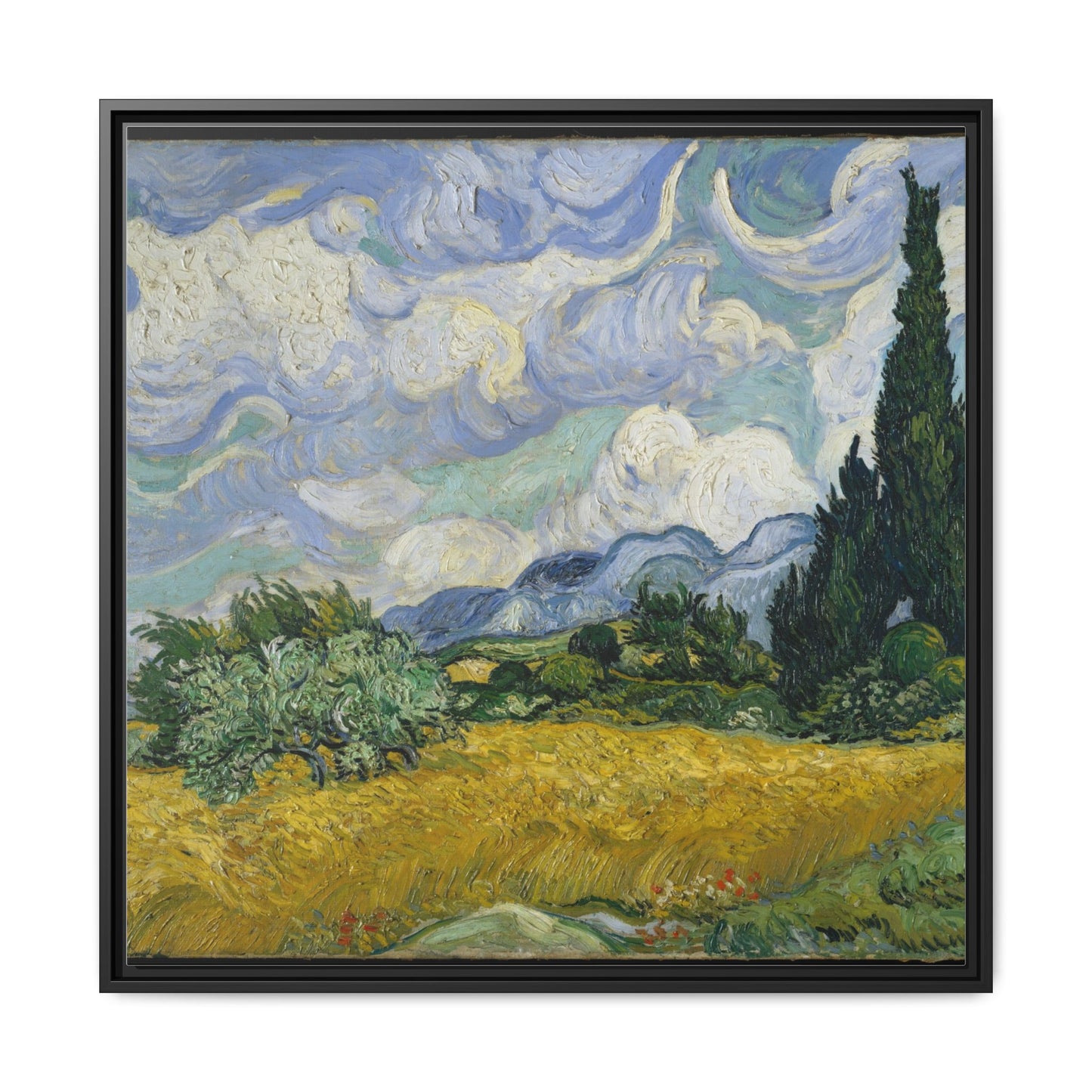 Van Gogh - Wheat Field with Cypresses - Museum Collection - Framed Canvas Print