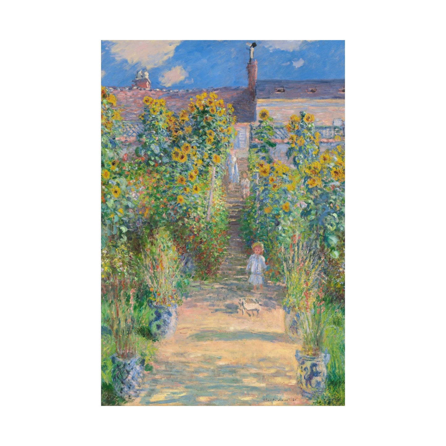 Monet - Garden at Vétheuil Sunflower Fine Art Print