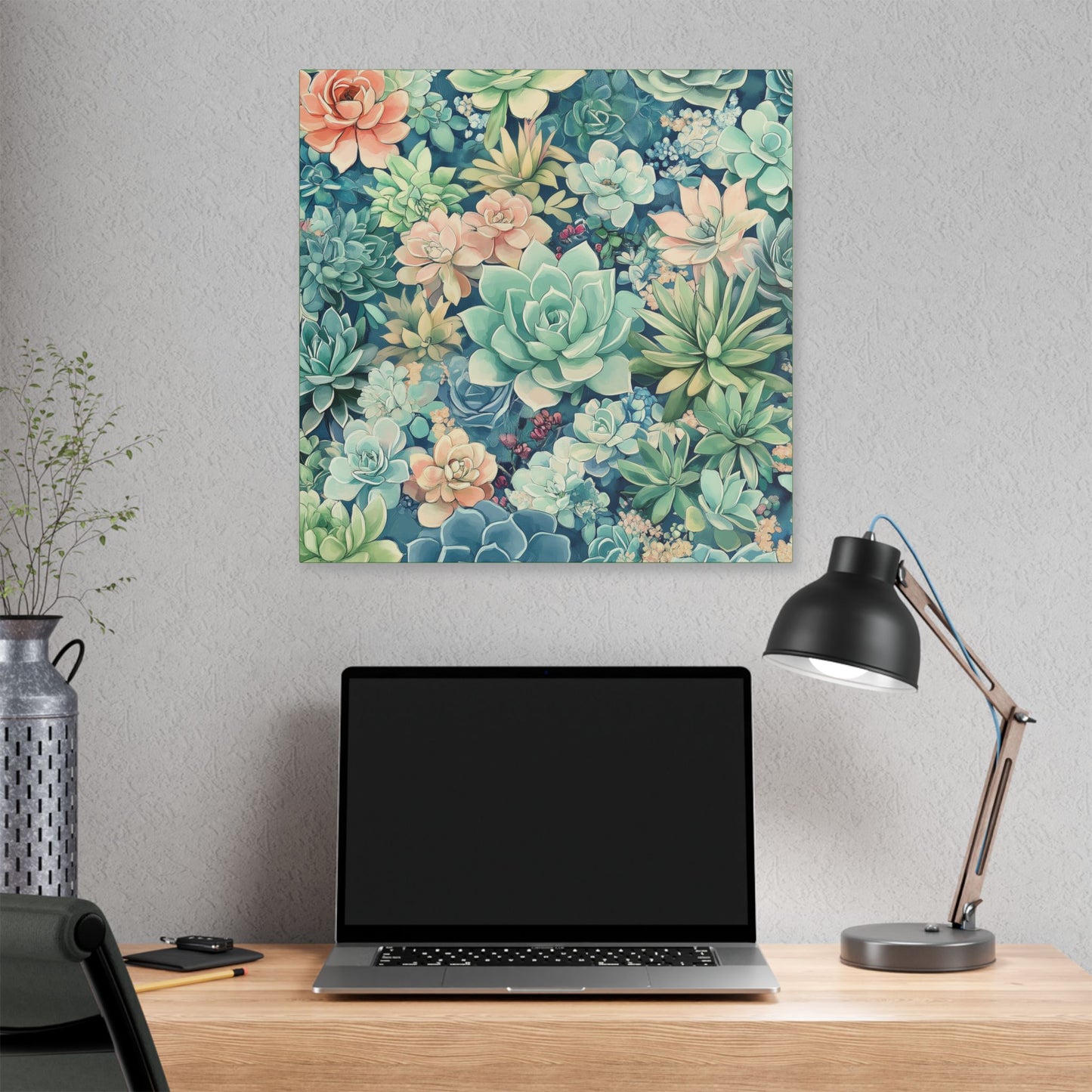 Succulents in Pastel - Secret Garden Collection - Fine Art Print on Canvas