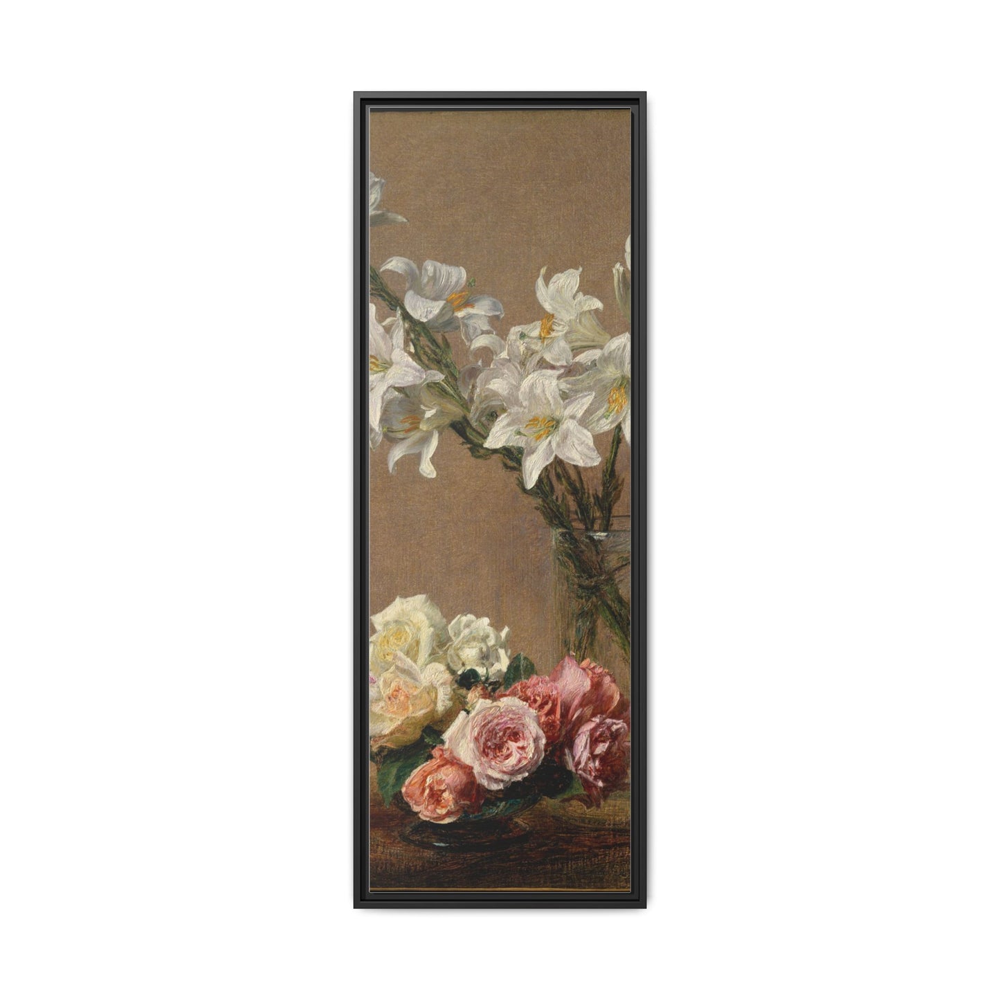 Henri Fantin-Latour : Roses and Lilies (1888) - Giclee Fine Art Print - Museum Collection Framed Canvas Print