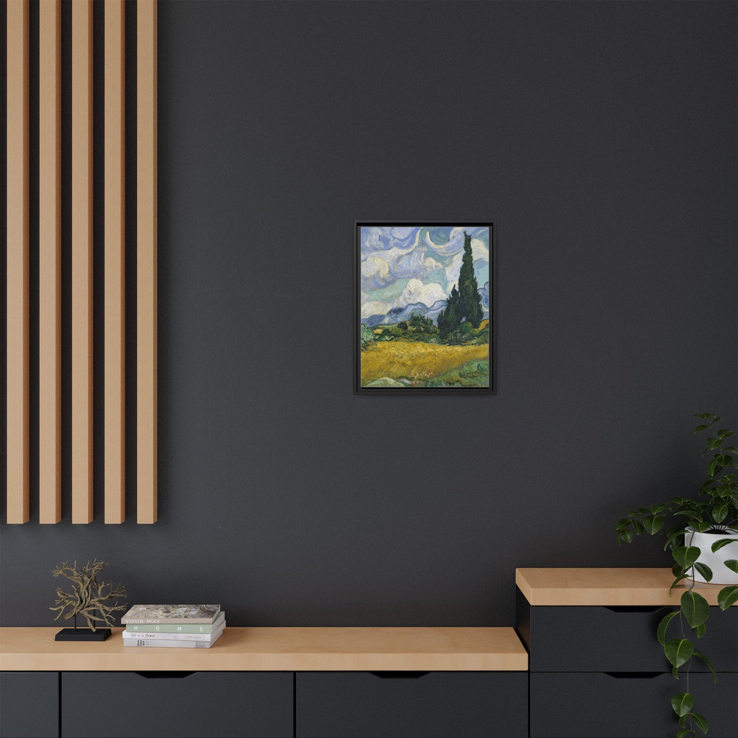 Van Gogh - Wheat Field with Cypresses - Museum Collection - Framed Canvas Print