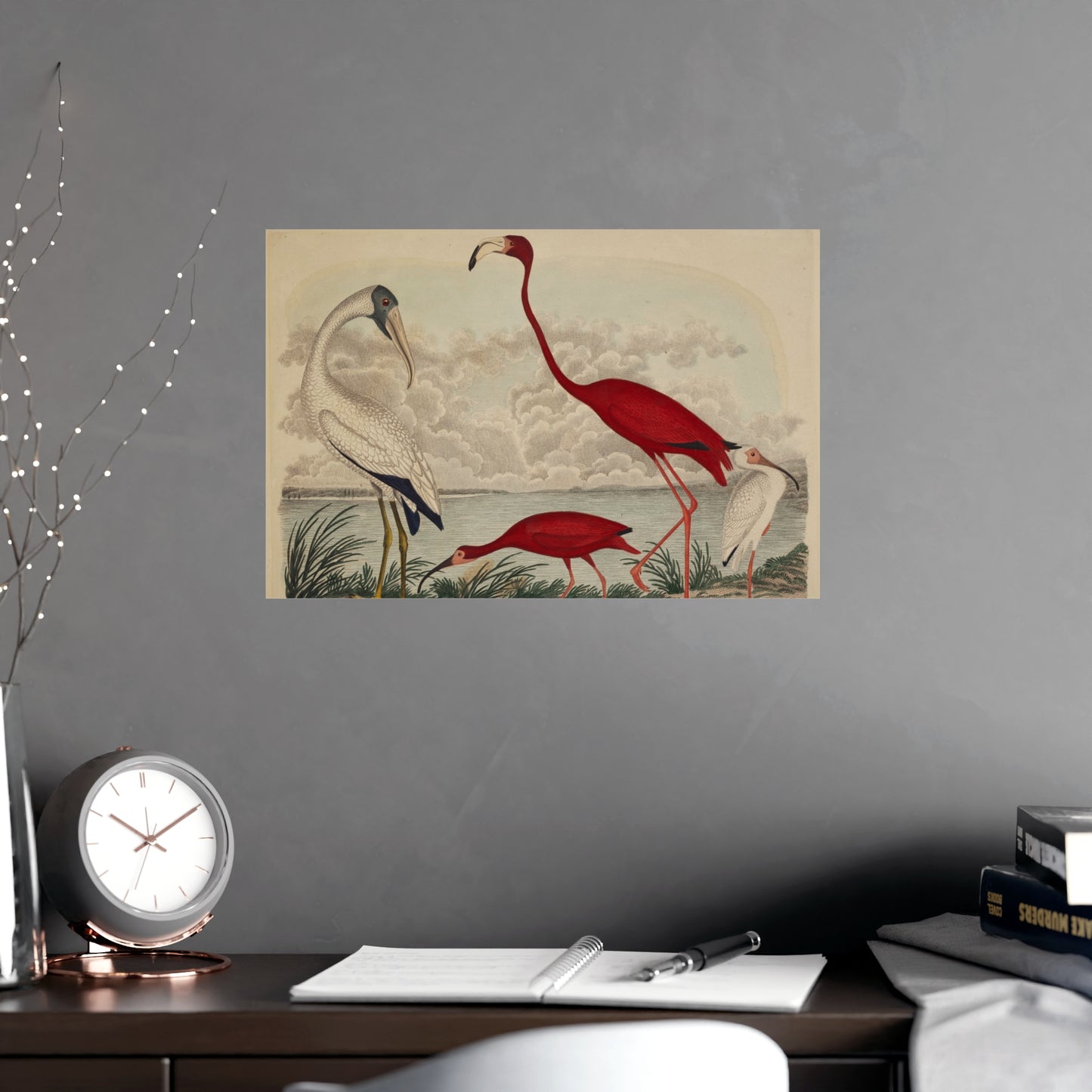 Scarlet Ibis and Flamingo - Vintage Bird Fine Art Poster