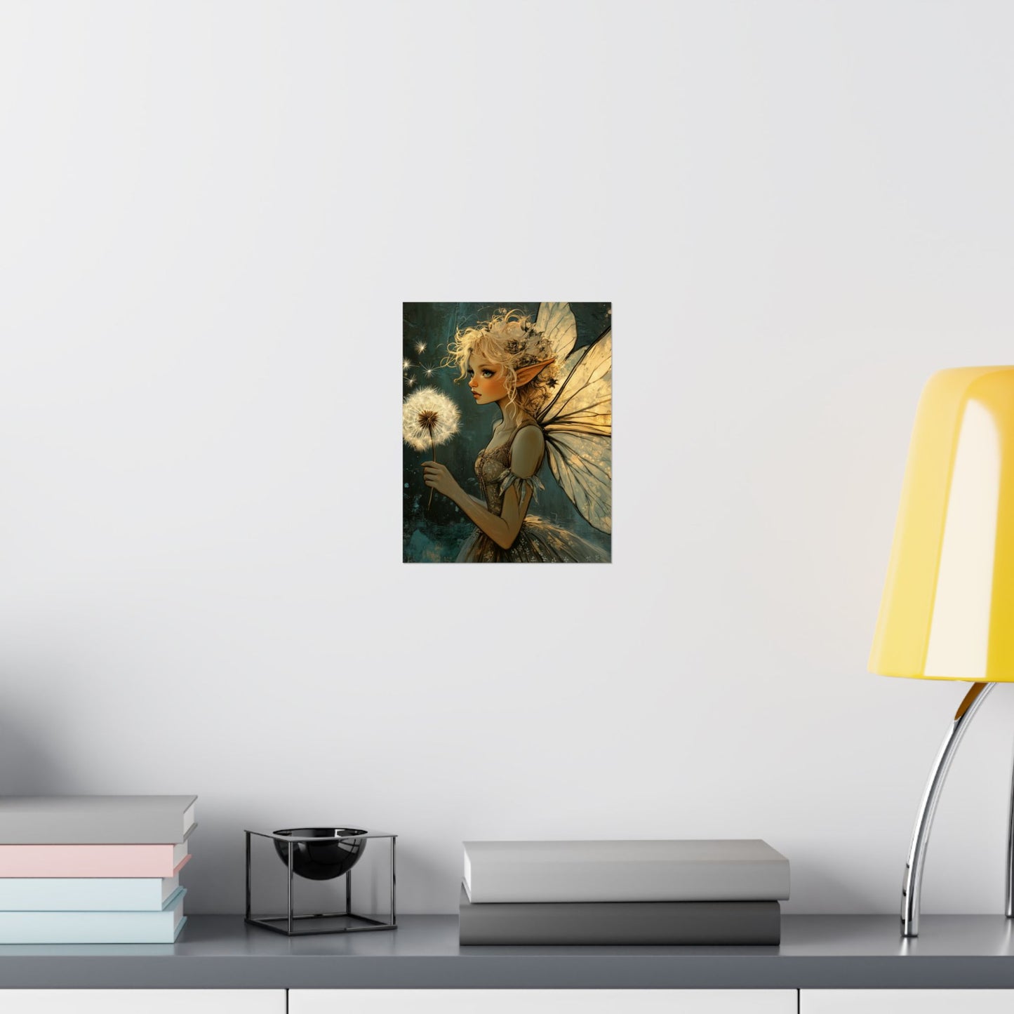 Best Wishes For You - Fairy with Dandelion - Flowers & Fairies Series - Enchanting Wall Art - Vertical Poster - Whimsical Wall Art for Dreamers
