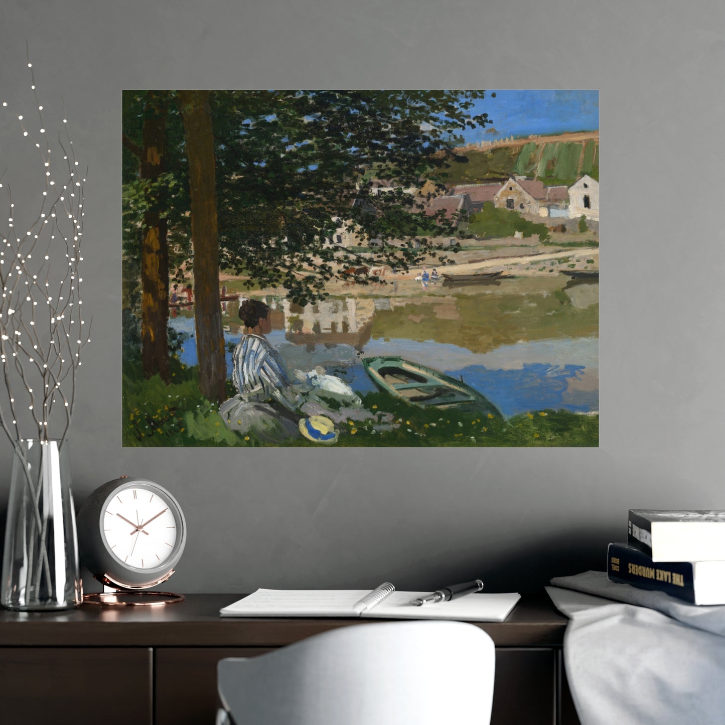 On the Bank of the Seine at Bennecourt - Monet Fine Art Poster