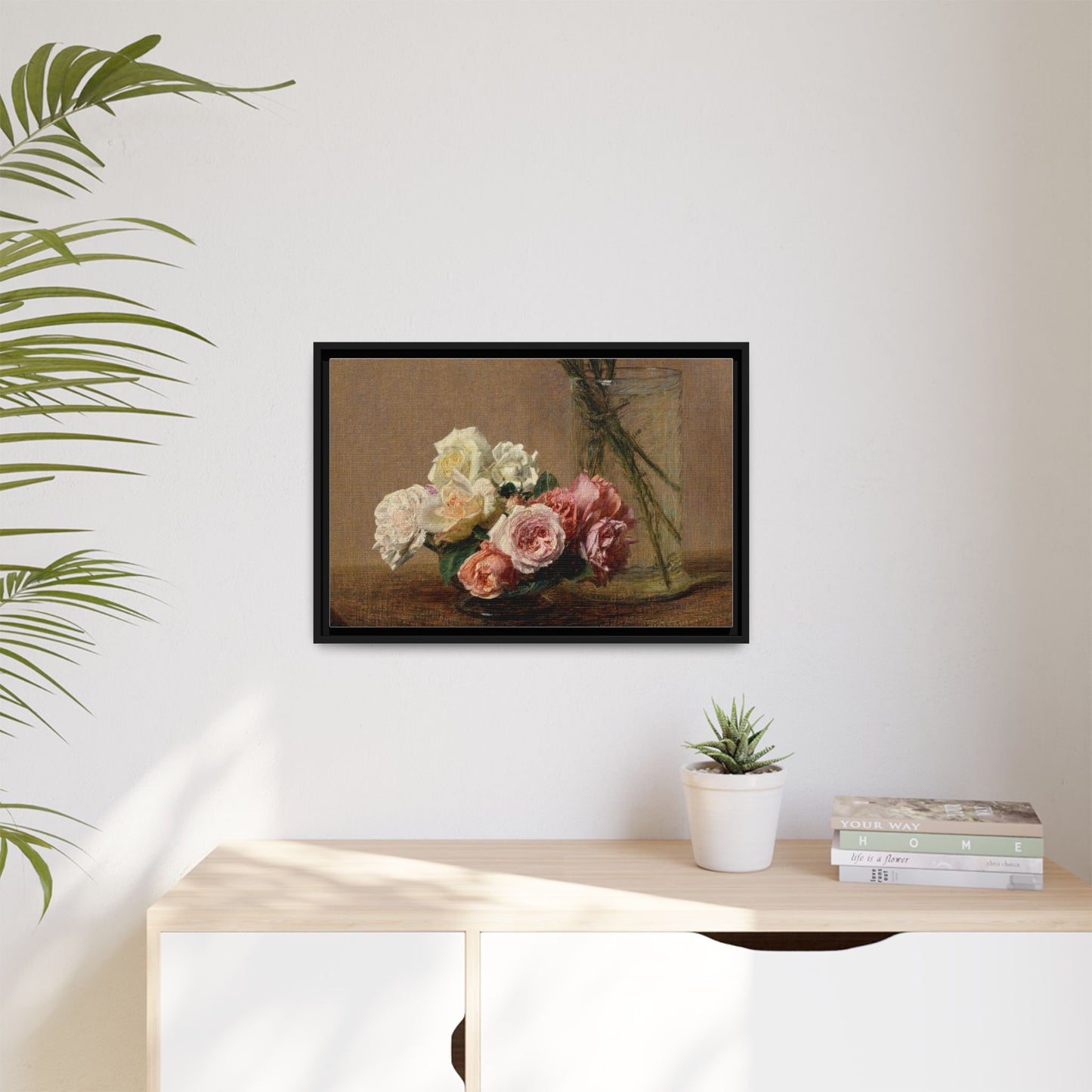 Henri Fantin-Latour : Roses and Lilies (1888) - Giclee Fine Art Print - Museum Collection Framed Canvas Print
