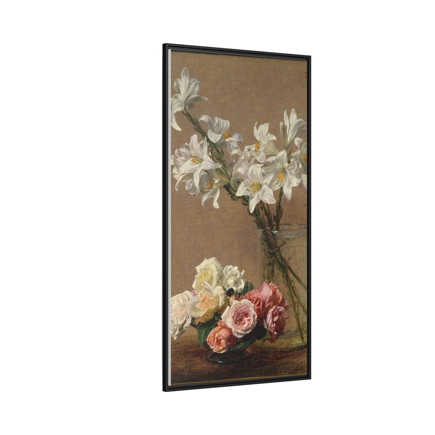 Henri Fantin-Latour : Roses and Lilies (1888) - Giclee Fine Art Print - Museum Collection Framed Canvas Print